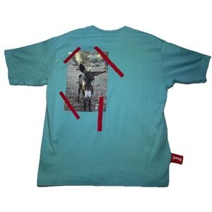 $155 *Rare* Designer Graphic T Shirt Men's M Teal Premium Logo Alternative